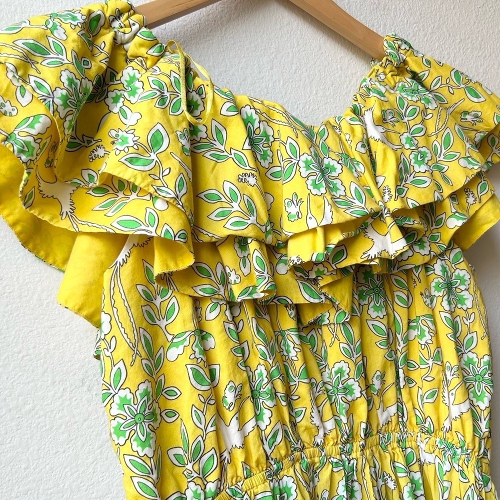 RHODE Yellow Floral Off-Shoulder Ruffle Mini Dress - Picture 11 of 16